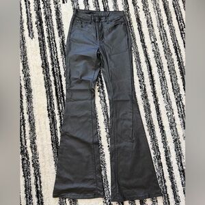 SHEIN Charcoal High-Waisted Faux Leather Pants